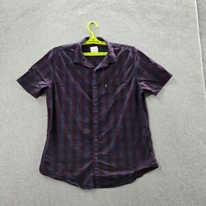 Levi's Men Button Up Shirt XL Red Plaid Slim Short Sleeve Logo